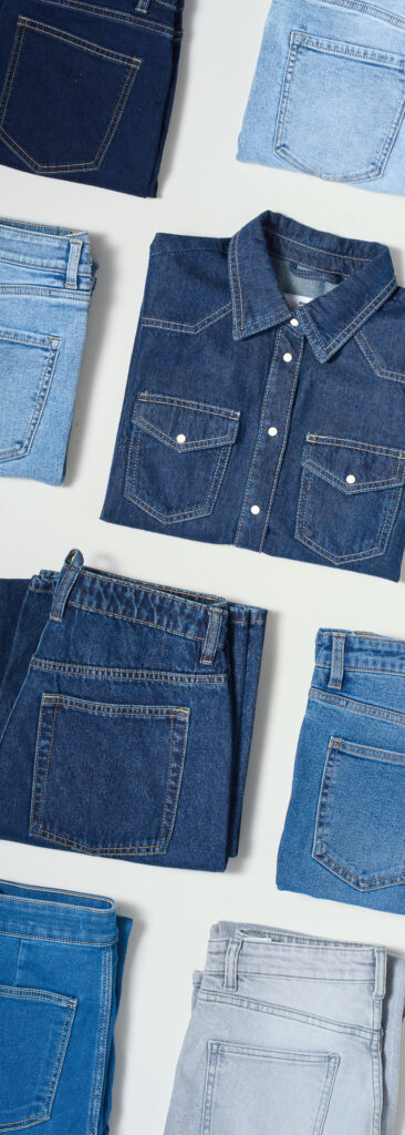 Fotografia produktowa odzież: denim koszula i spodnie, profesjonalna sesja mody e-commerce