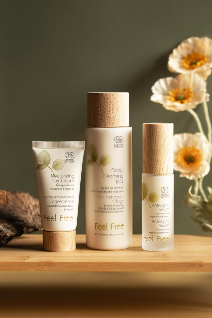 Fotografia produktowa kosmetyki Feel Free: naturalne kosmetyki, profesjonalna sesja e-commerce