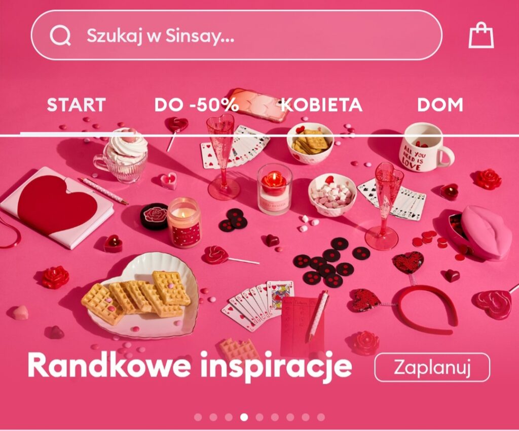 Fotografia produktowa baner: walentynkowy baner kampanii Sinsay, profesjonalna sesja e-commerce